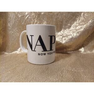 Vintage Napier Ceramic Mug Coffee Cup Logo Name Black White, Now You're Dressed
